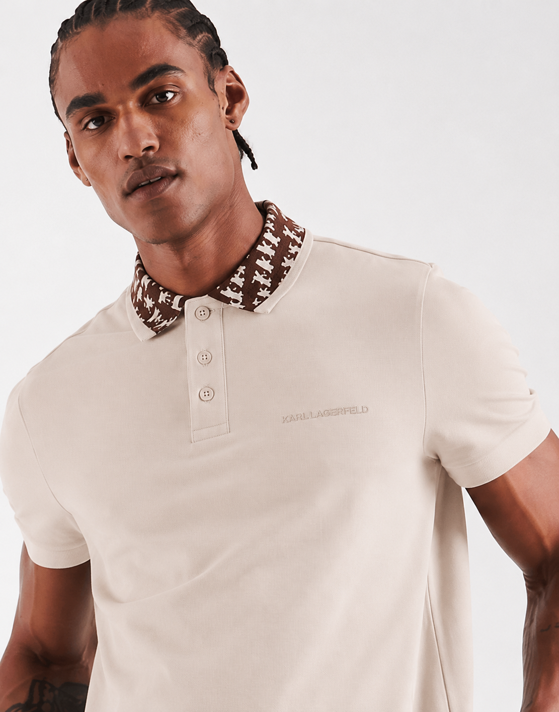 Karl Lagerfeld beige polo tshirt