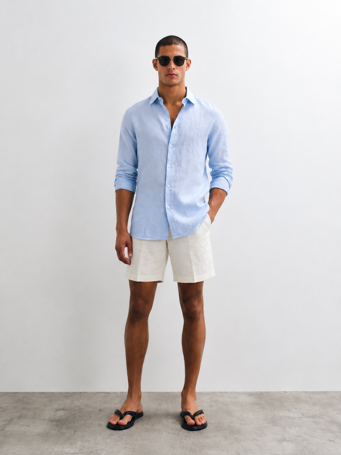 BOSS baby blue Relegant  Slim Fit 100% Linen Shirt